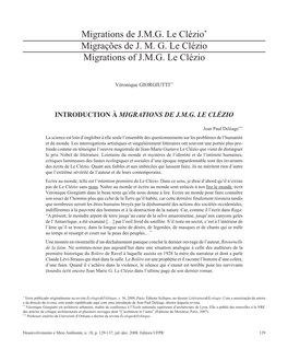 Migrations De J.M.G. Le Clézio Migrações De J. M. G. Le Clézio