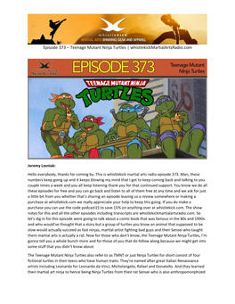 Teenage Mutant Ninja Turtles | Whistlekickmartialartsradio.Com