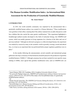 The Human Germline Modification Index: an International Risk Assessment for the Production of Genetically Modified Humans