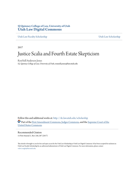 Justice Scalia and Fourth Estate Skepticism Ronnell Anderson Jones S.J