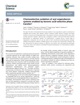 Chemoselective Oxidation of Aryl Organoboron Systems Enabled by Boronic Acid-Selective Phase Cite This: Chem