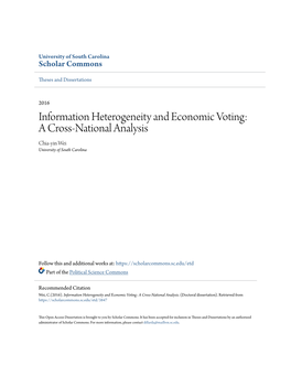 Information Heterogeneity and Economic Voting: a Cross-National Analysis Chia-Yin Wei University of South Carolina