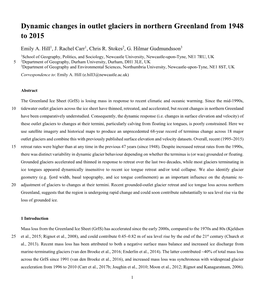 Dynamic Changes in Outlet Glaciers in Northern Greenland from 1948 to 2015