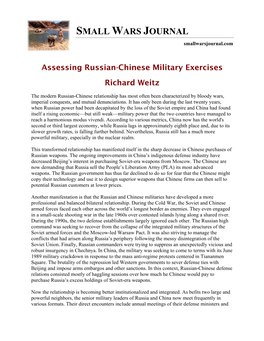 Assessing Russian-Chinese Military Exercises
