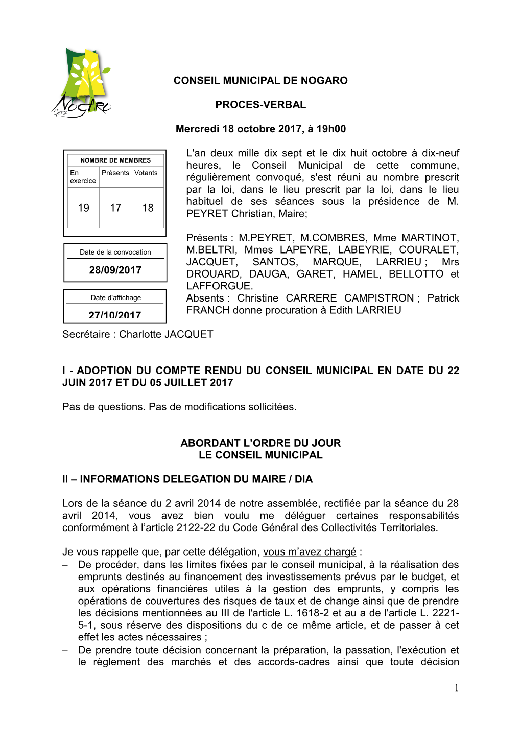 Conseil Municipal De Nogaro