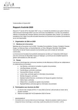 Rapport D'activité 2020