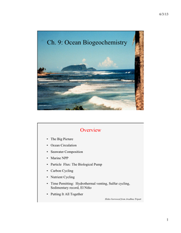 Ch. 9: Ocean Biogeochemistry