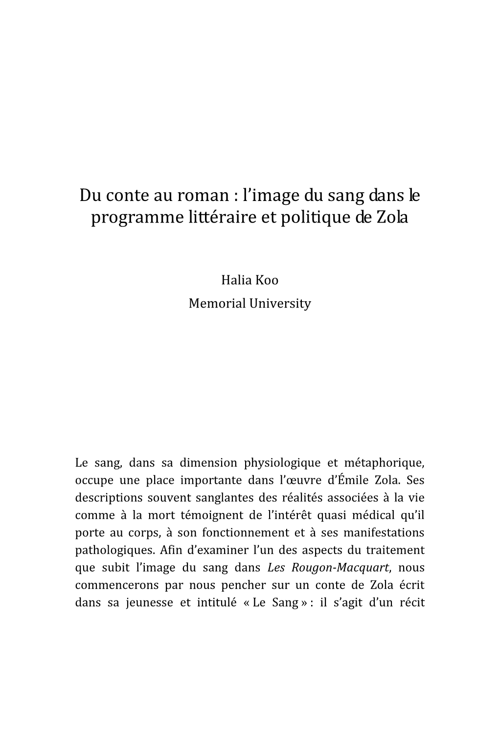 Du Conte Au Roman : L'image Du Sang Dans Le Programme Littéraire Et