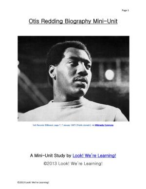 Otis Redding Biography Mini-Unit