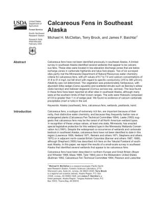 Calcareous Fens in Southeast Alaska