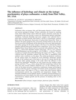 The Influence of Hydrology and Climate on the Isotope Geochemistry