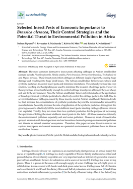 Selected Insect Pests of Economic Importance to Brassica Oleracea, Their Control Strategies and the Potential Threat to Environmental Pollution in Africa