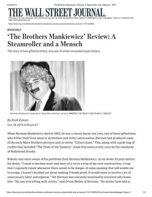 'The Brothers Mankiewicz' Review