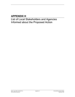 List of Local Stakeholders and Agencies Informed About the Proposed Action
