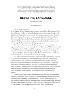 Resisting Language (The Silenced Voice)