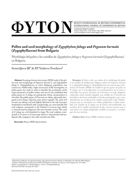 Pollen and Seed Morphology of Zygophylum Fabago and Peganum