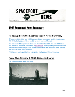 1963 Spaceport News Summary