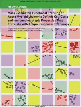 Mass Cytometric Functional Profiling of Acute Myeloid Leukemia Defines Cell-Cycle and Immunophenotypic Properties That Correlate with Known Responses to Therapy