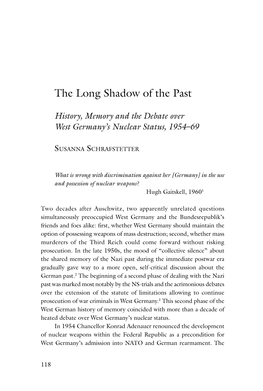 "The Long Shadow of the Past: History, Memory, and the Debate Over