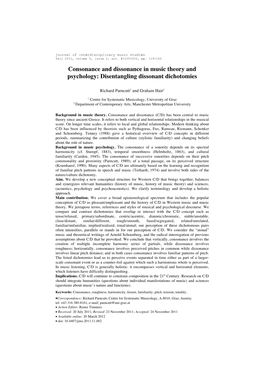 Consonance and Dissonance in Music Theory and Psychology: Disentangling Dissonant Dichotomies
