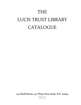The Lucis Trust Library Catalogue