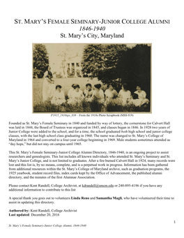 1846-1940 St. Mary's City, Maryland