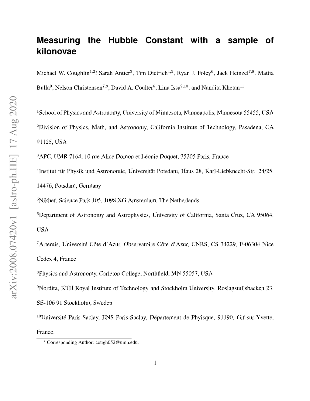 Measuring the Hubble Constant with a Sample of Kilonovae