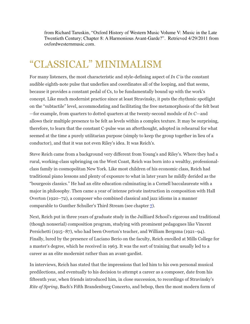 “Classical” Minimalism