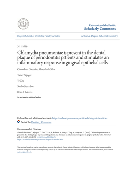 Chlamydia Pneumoniae Is Present in the Dental Plaque of Periodontitis