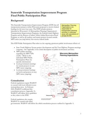 Statewide Transportation Improvement Program Final Public Participation Plan
