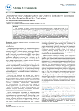 Chemotaxonomic Characterization and Chemical Similarity of Solanaceae Subfamilies Based on Ornithine Derivatives