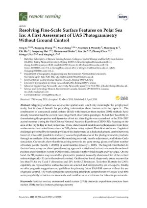Resolving Fine-Scale Surface Features on Polar Sea Ice: a First Assessment of UAS Photogrammetry Without Ground Control