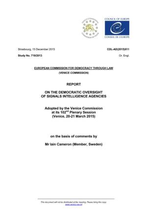 Report on the Democratic Oversight of Signals Intelligence Agencies