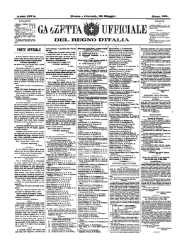 Gazzetta Ufficiale Del Regno D'italia N. 121 Del 21 Maggio 1874 Parte