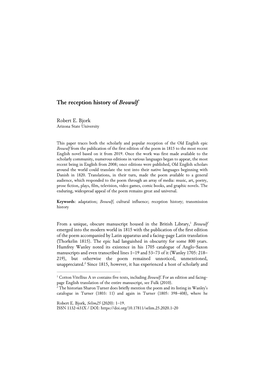 The Reception History of Beowulf