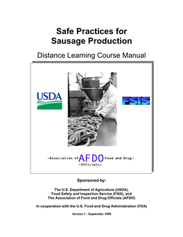 Safe Practices for Sausage Production Distance Learning Course Manual