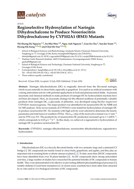 Regioselective Hydroxylation of Naringin Dihydrochalcone to Produce Neoeriocitrin Dihydrochalcone by CYP102A1 (BM3) Mutants