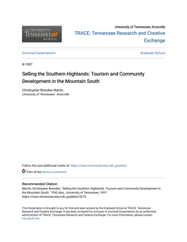 Selling the Southern Highlands: Tourism and Community Development in the Mountain South