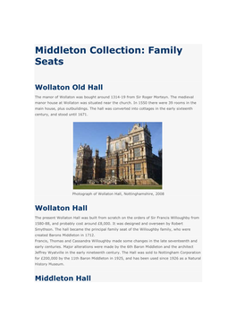 Middleton Collection: Family Seats