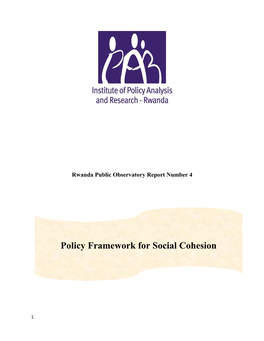 Policy Framework for Social Cohesion