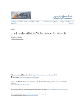 The Dreyfus Affair in Vichy France: an Afterlife Kyra E.T