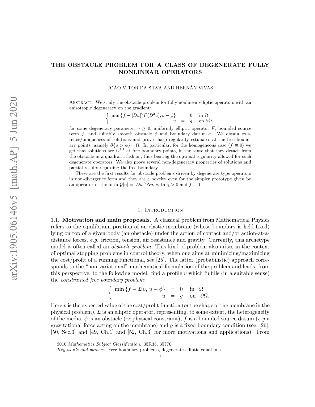 Arxiv:1905.06146V5 [Math.AP] 5 Jun 2020