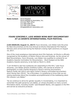 Yslw La Shorts Press Release