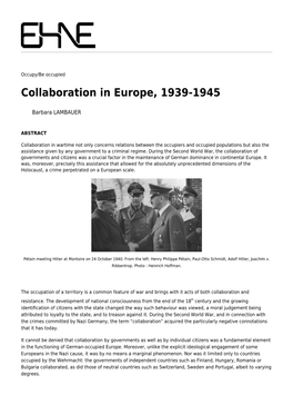 Collaboration in Europe, 1939-1945