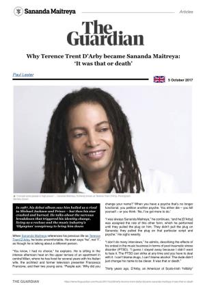 Why Terence Trent D'arby Became Sananda Maitreya: 'It Was That Or