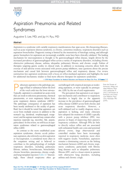 Aspiration Pneumonia and Related Syndromes