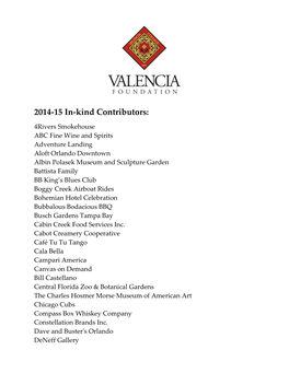 2014-15 In-Kind Contributors