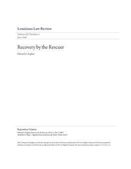 Recovery by the Rescuer Edward A