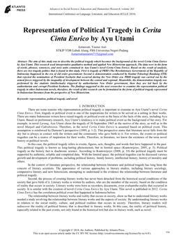 Representation of Political Tragedy in Cerita Cinta Enrico by Ayu Utami