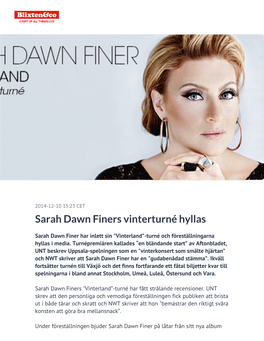 Sarah Dawn Finers Vinterturné Hyllas